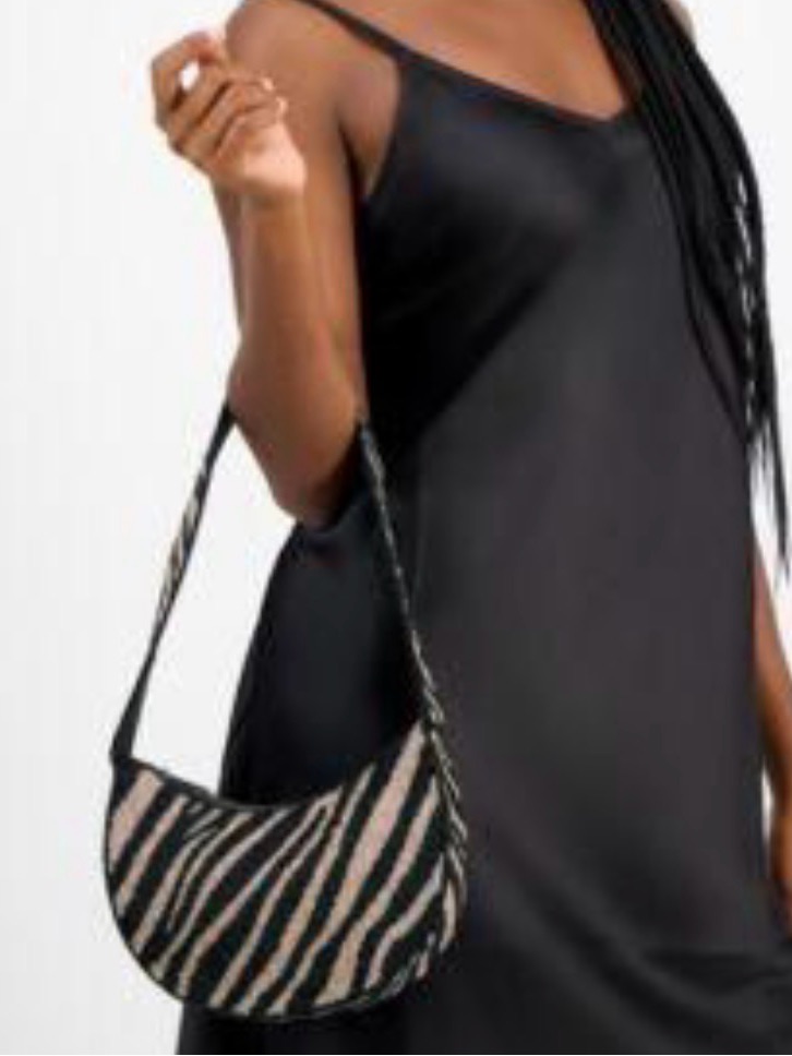 On 34th Beaded Shoulder Bag Zebra Half Moon Nwt $110 Retail